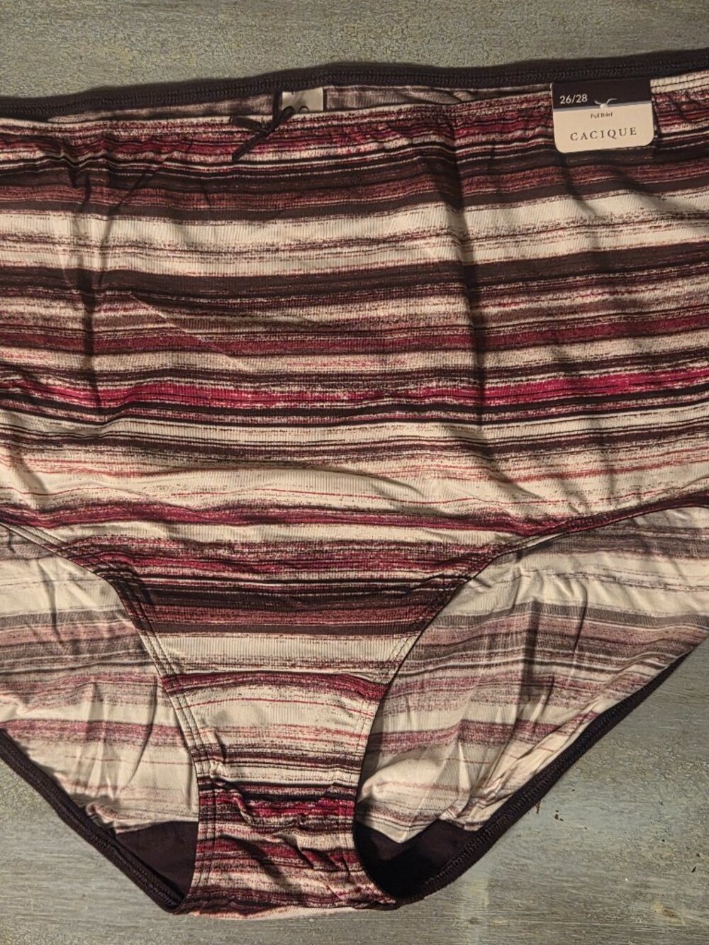 Cacique Striped Brief Panties, Plus Size 26/28 NWT